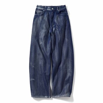 IEDIT | 箔（はく）プリント ゆる テーパード デニムパンツ 〈ネイビー〉