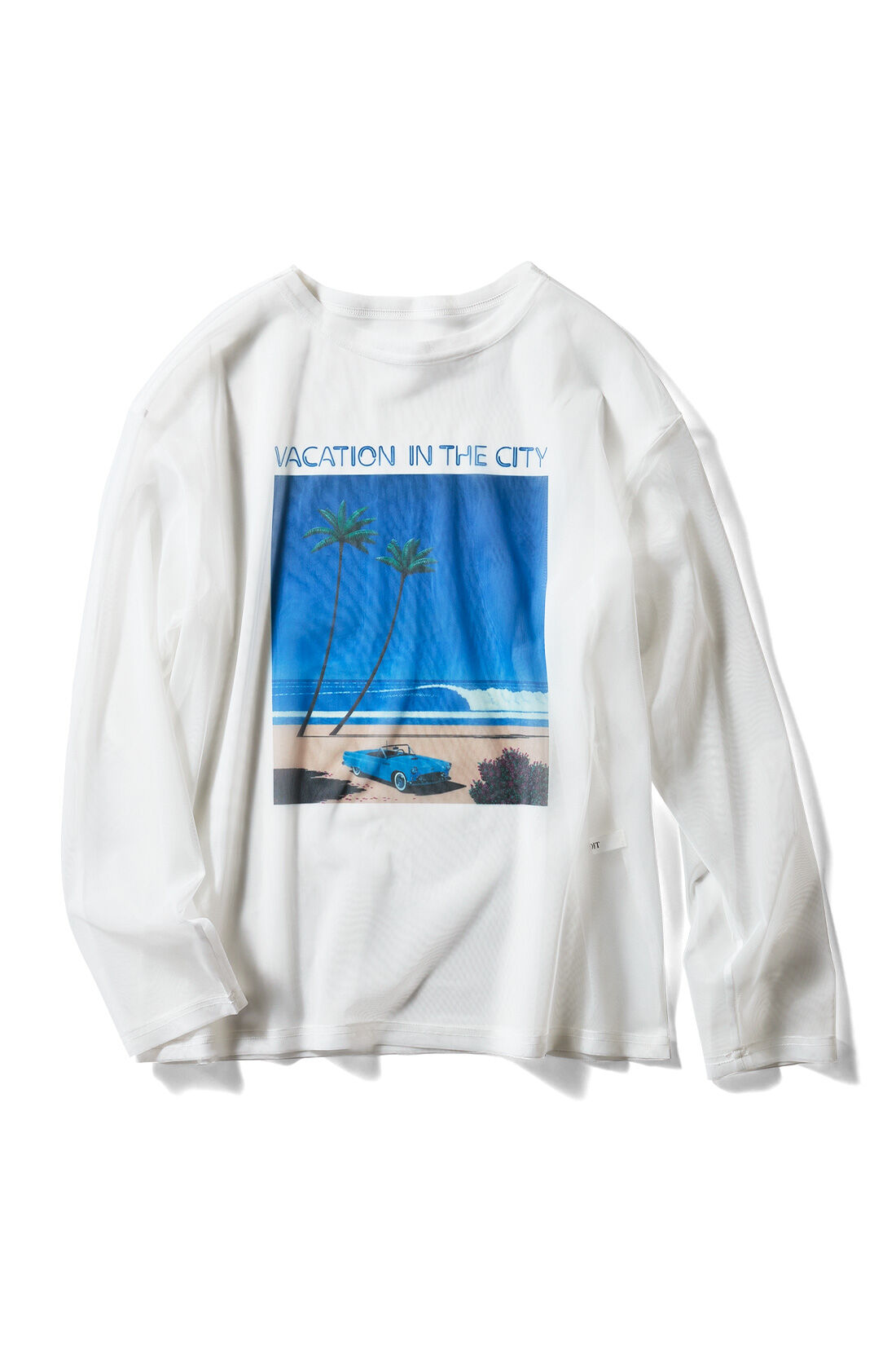 IEDIT|IEDIT[イディット]　永井博さんコラボ VACATION IN THE CITY チュールトップス〈ホワイト〉【コーデ買いキャンペーン】