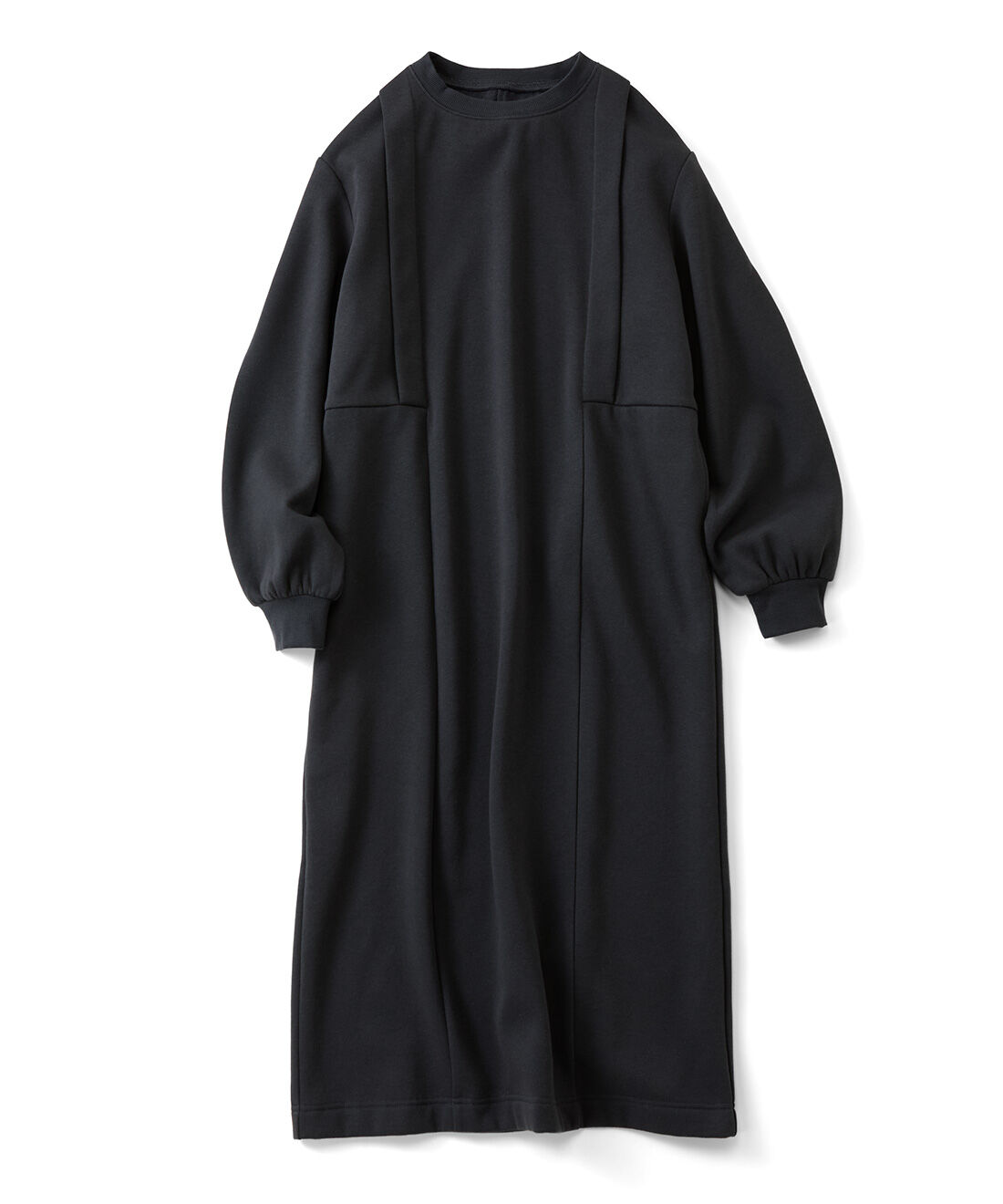 IEDIT［イディット］|IEDIT[イディット]　裏起毛素材のタック入りIラインワンピース|チャコールグレー