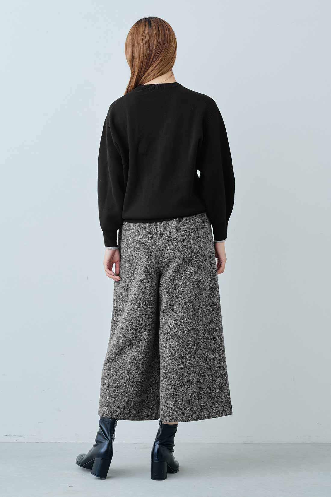 IEDIT|IEDIT[イディット]　ウールライク素材のクロップドワイドパンツ|モデル身長：165cm　着用サイズ：M