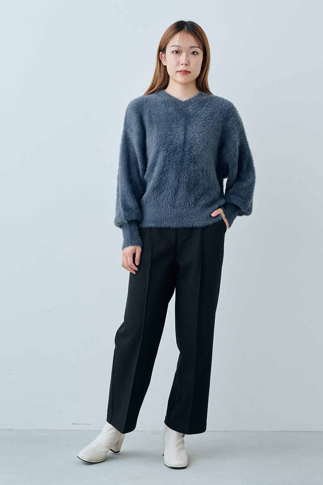IEDIT|IEDIT[イディット]　撥水加工＆UVカットがうれしい 裏がとぅるすべ きれい見え“ほっと適温”パンツ|モデル身長：165cm　着用サイズ：M