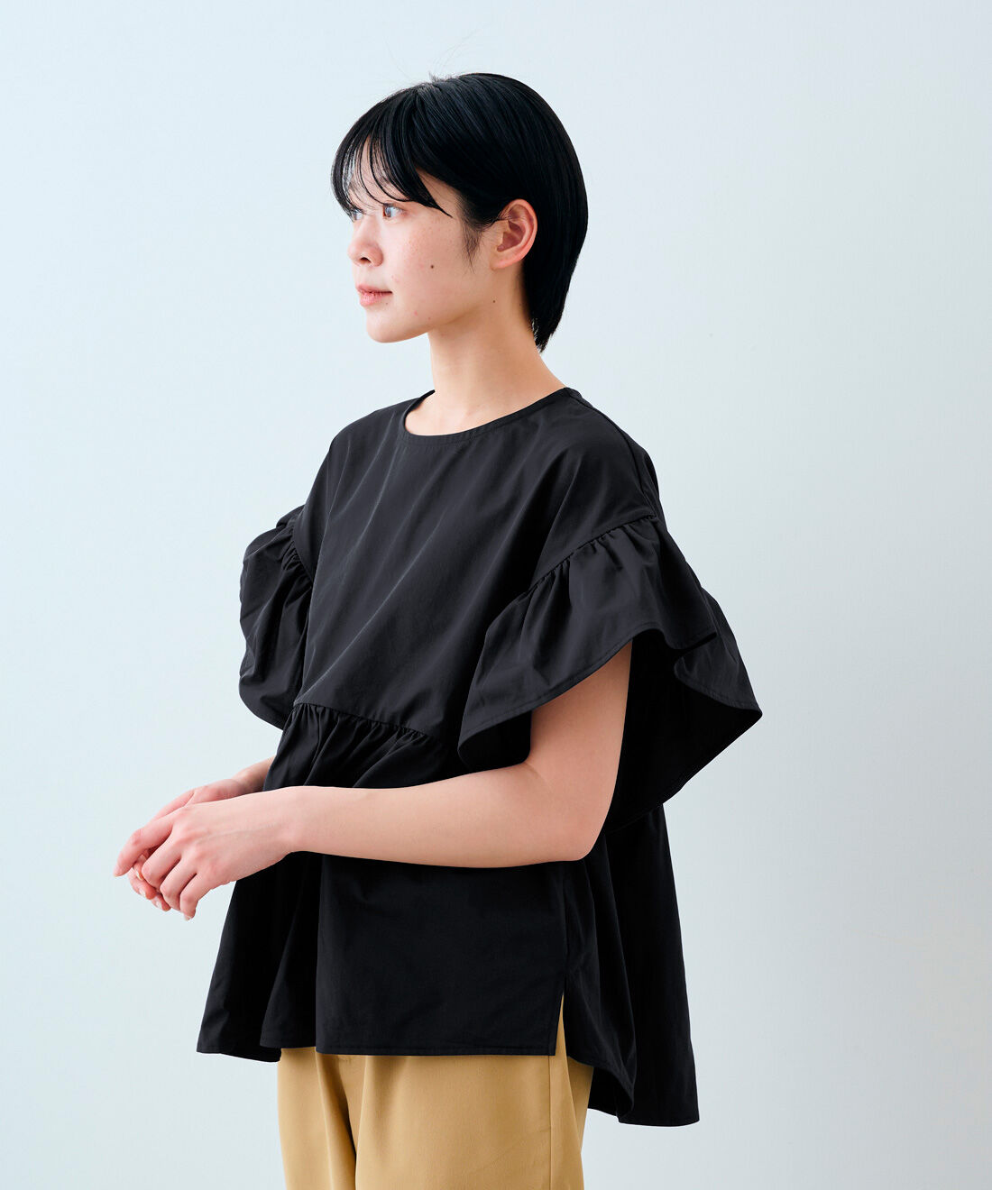 IEDIT|【6月分以降お届け】IEDIT[イディット]　ラッシュガードとしてもふだん着としても使える ペアテックス素材の水陸両用フリルトップス