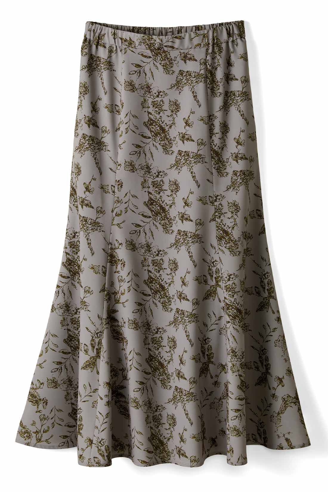 IEDIT|IEDIT[イディット]　洗練シルエットが美しい 大人シックなプリント柄が華やぐスカート|〈グレージュ〉