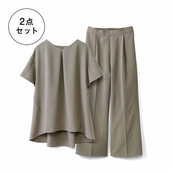 IEDIT | キレイ見えセットアップ〈カーキグレー〉ＩＥ