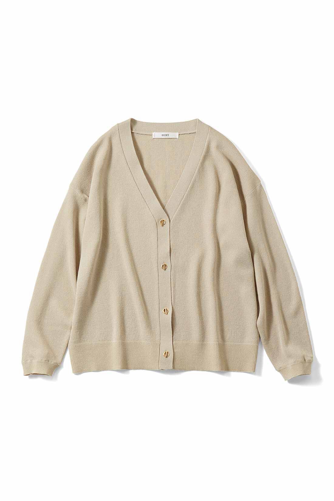 IEDIT|IEDIT[イディット]　UVカットがうれしい マンテルボタンでクラスアップがかなうカーディガン|〈ライトベージュ〉