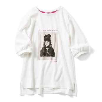 IEDIT | Live love cotton R マネが描いた ベルト・モリゾ パフスリーブ アート Tシャツ〈白〉