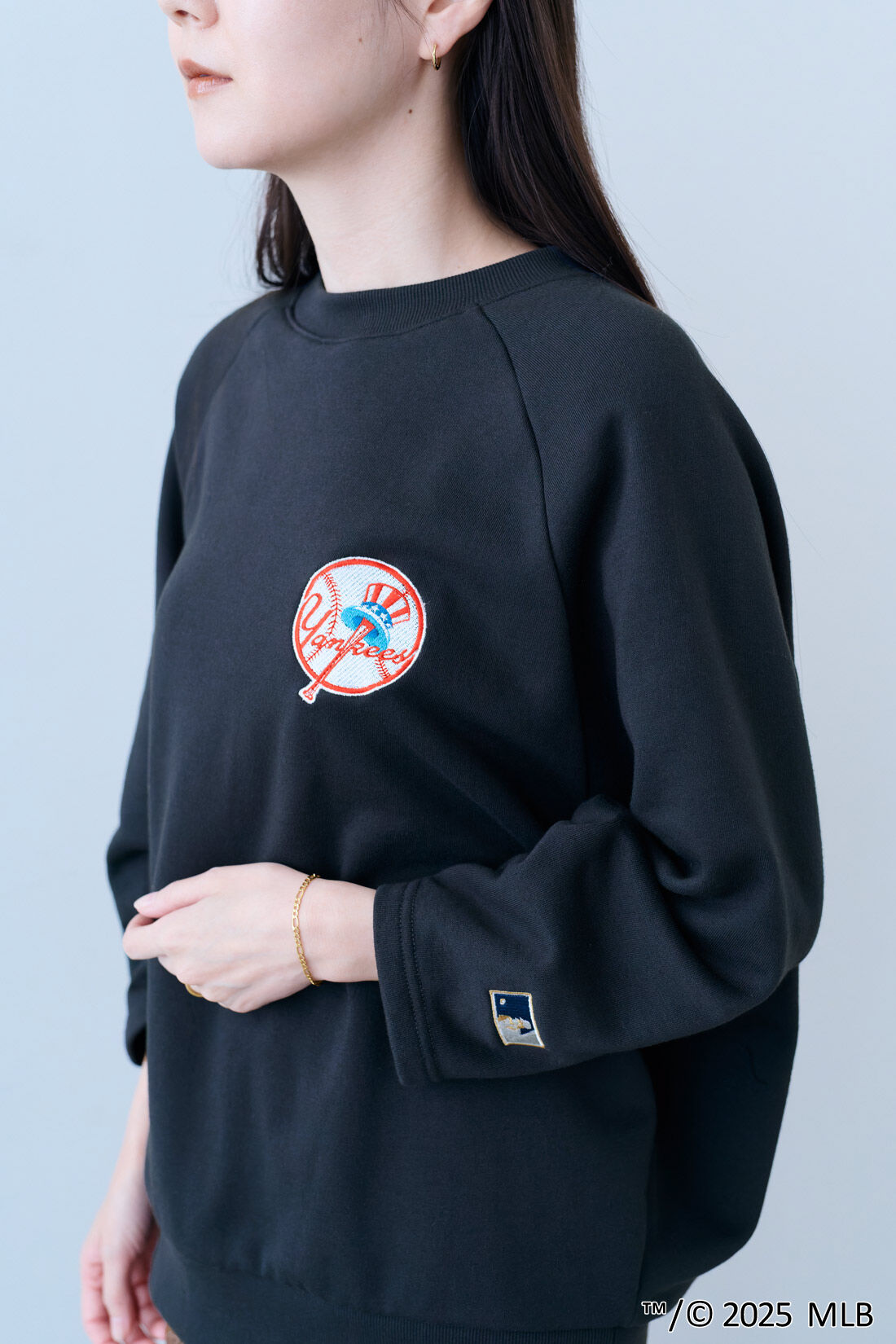 IEDIT|IEDIT[イディット]　オリジナルMLBデザイン クーパーズタウンコレクション 往年のロゴを楽しむ モモンガシルエットの八分袖スウェットの会
