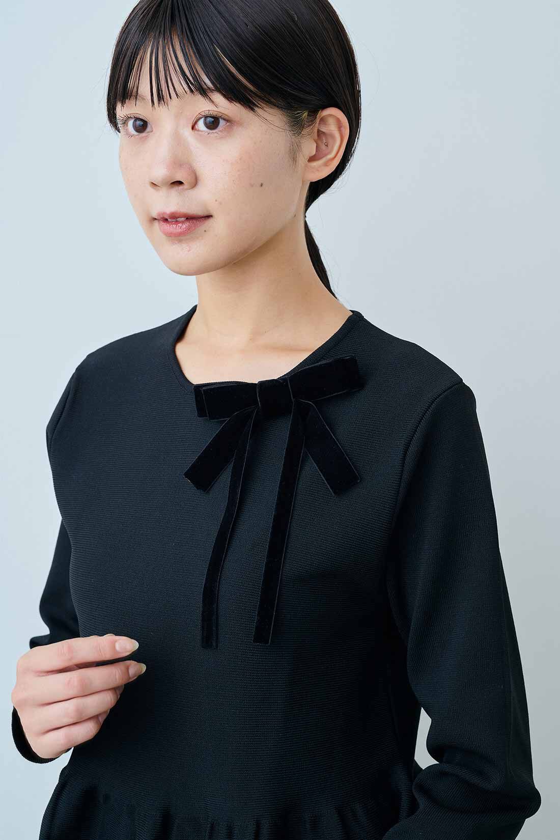 IEDIT|IEDIT[イディット]　福田麻琴さんコラボ ノーブルに彩るベロアリボンブローチ〈ブラック〉