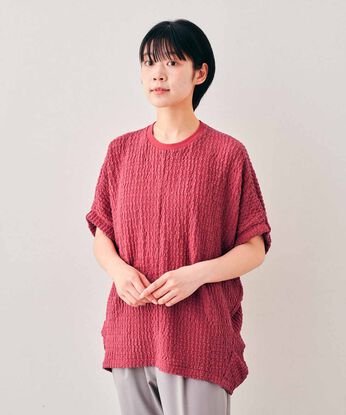 IEDIT［イディット］ | シャーリング レース カットソー プルオーバー 〈レッド〉