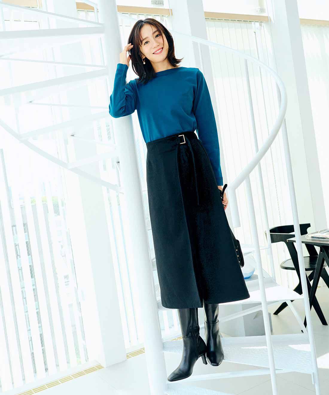 IEDIT|ラップ風着映えスカート〈ブラック〉ＩＥのコーディネート