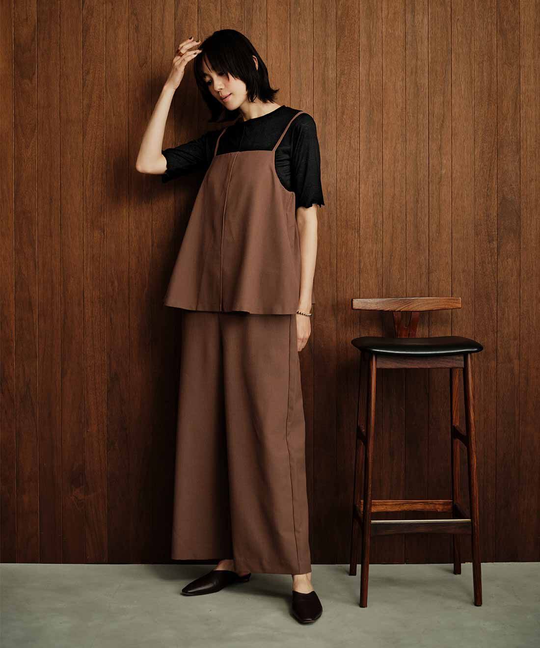 IEDIT|IEDIT[イディット]　品よくおしゃれにスタイルアップ 大人のレイヤードライクオールインワン〈ココアブラウン〉