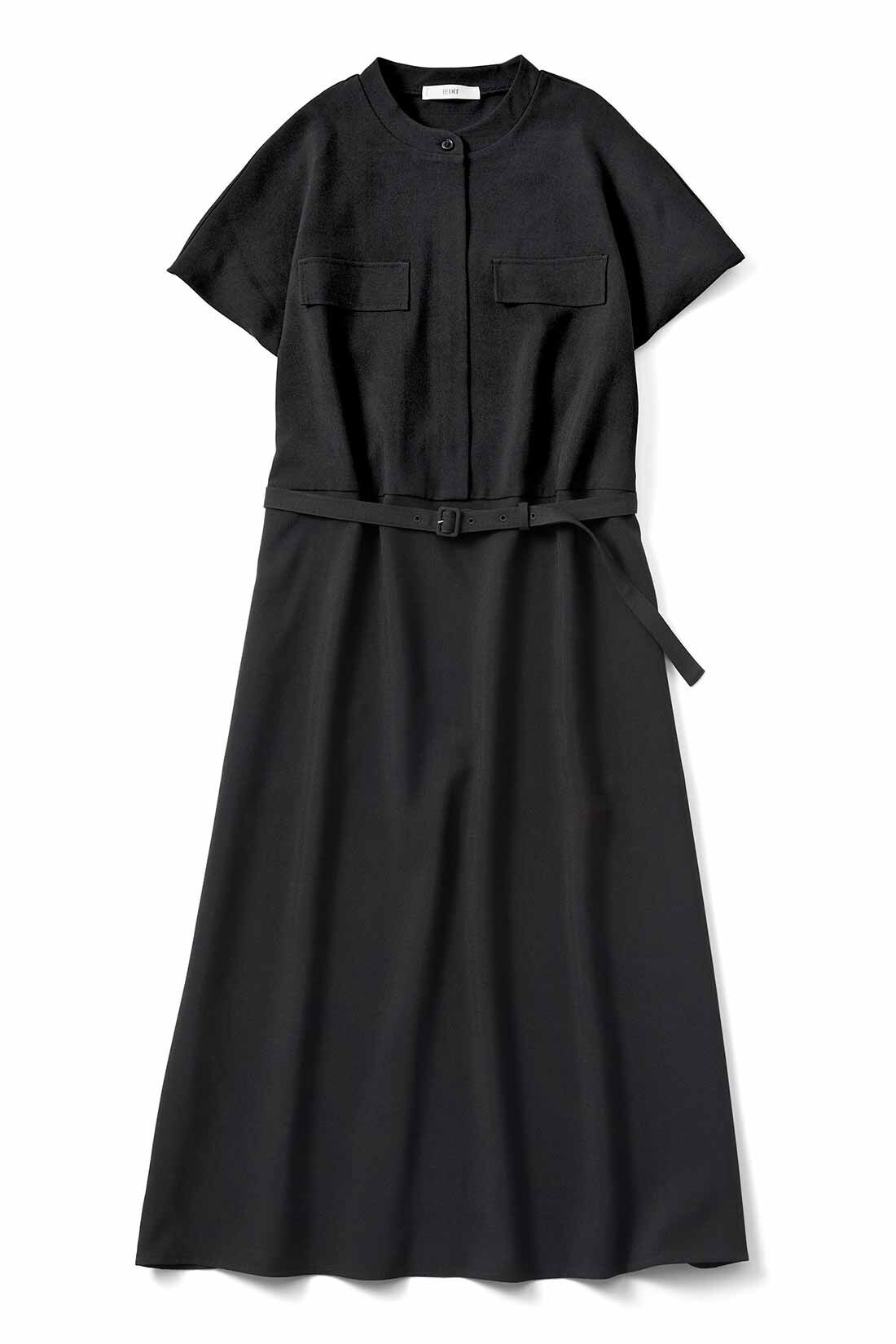 IEDIT|IEDIT[イディット]　UVカットがうれしい一枚で完結！ シルエット変化を楽しむ上品ワンピース|〈ブラック〉