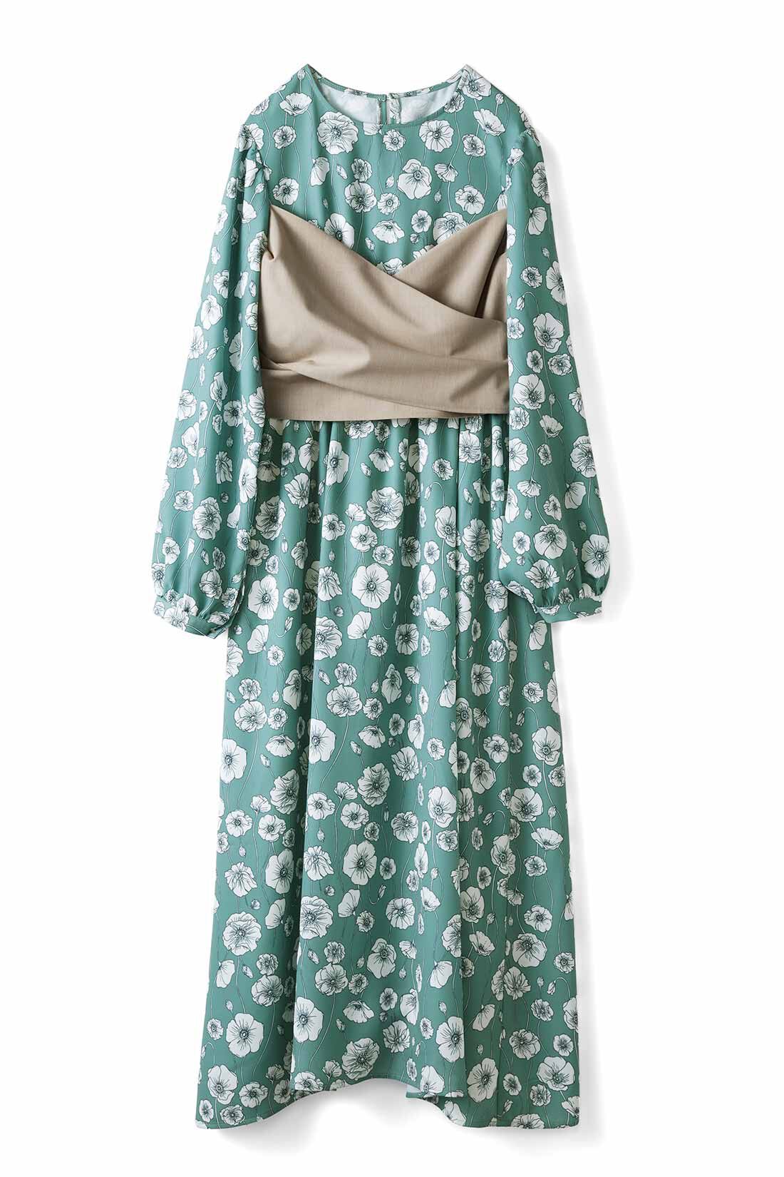 IEDIT|IEDIT[イディット]　ポピー柄のビスチェドッキングワンピース〈パープル〉