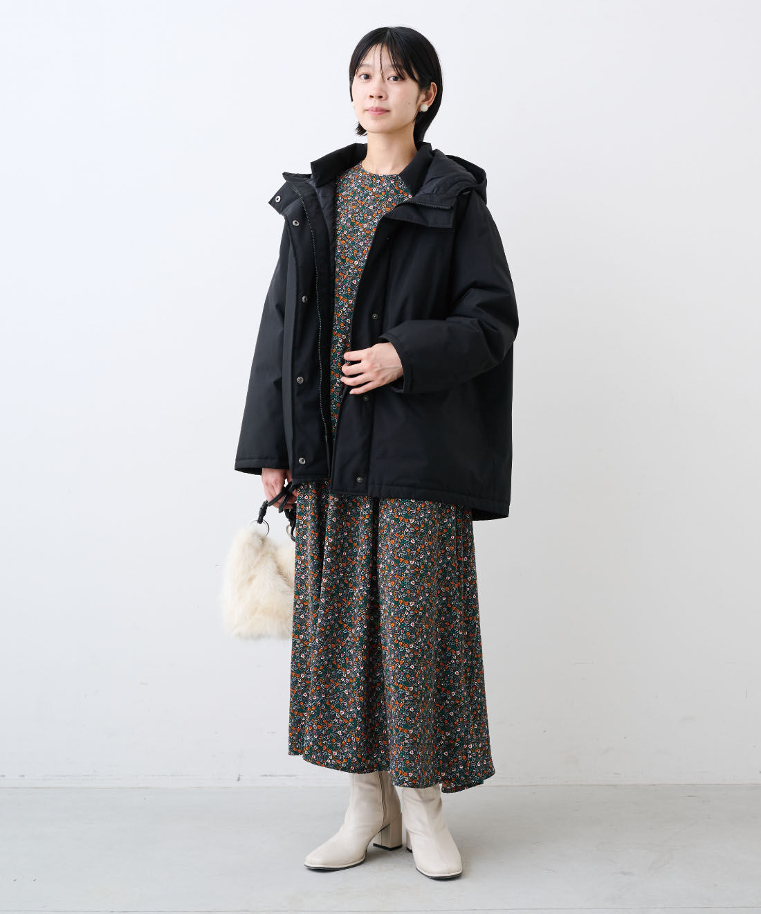 IEDIT|福田さんプリントワンピ〈ブラック〉ＩＥのコーディネート