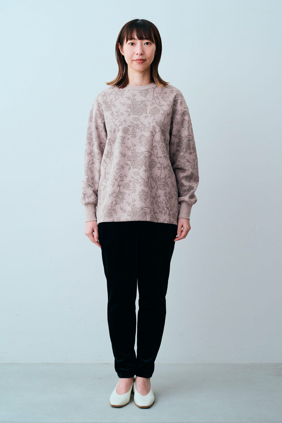 裏起毛 スウェット プルオーバー〈ピンク〉のコーディネート