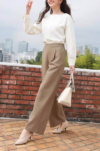 IEDIT | 大人のセミワイドパンツ〈ベージュ〉ＩＥ