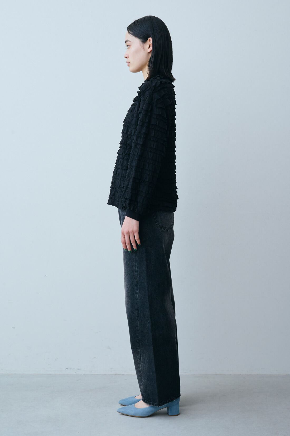 IEDIT|IEDIT[イディット]　総フリルが印象的なカットソートップス|モデル身長：167cm　着用サイズ：M