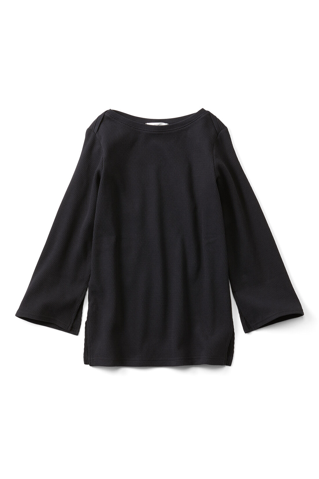 IEDIT|Live love cotton（R）プロジェクト IEDIT[イディット]　デザインネックでデコルテ華やぐ　フレアースリーブカットソー〈ブラック〉|〈ブラック〉