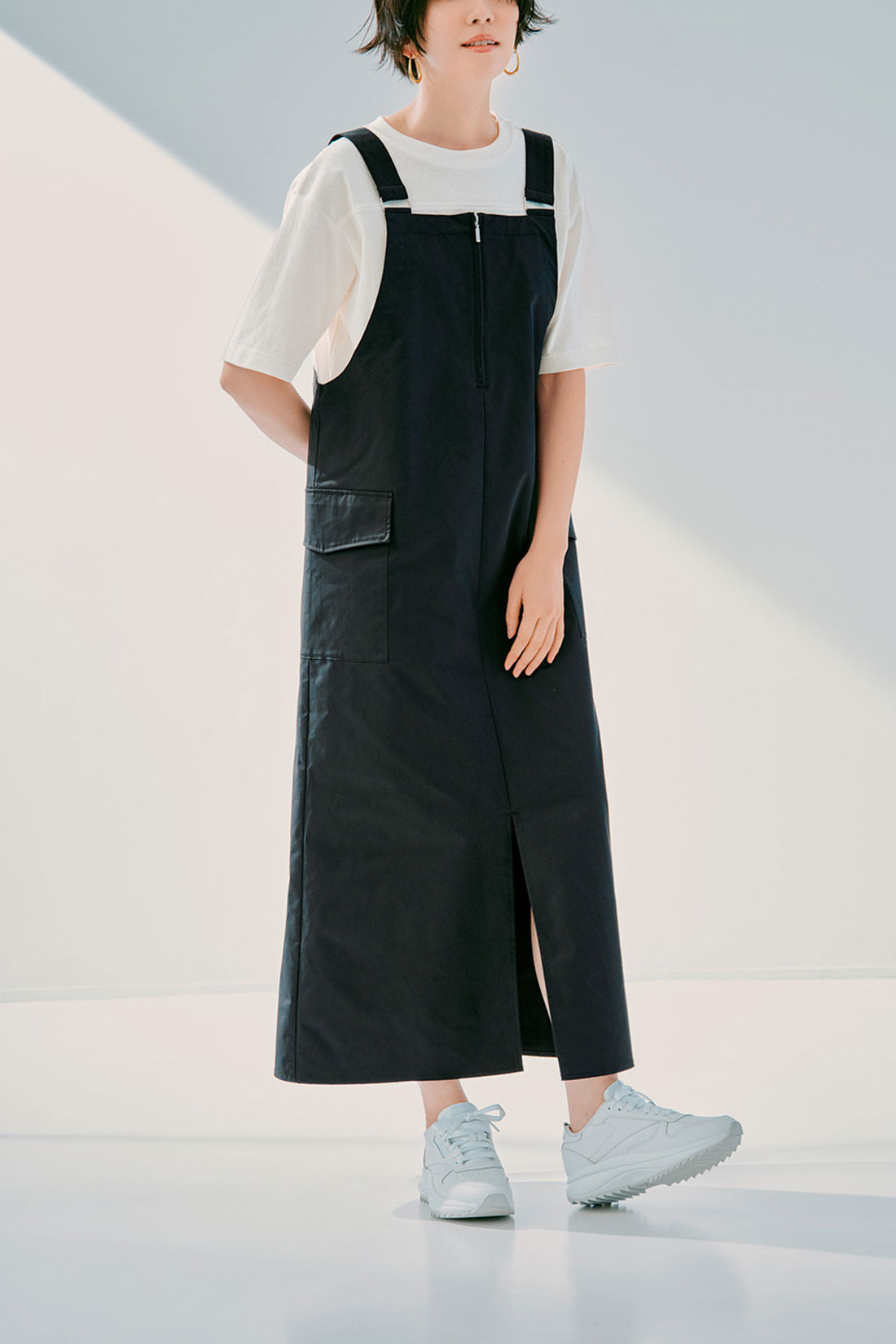 IEDIT|IEDIT[イディット]　小森美穂子さんコラボ 撥水（はっすい）素材の大人ジャンパースカート〈ブラック〉