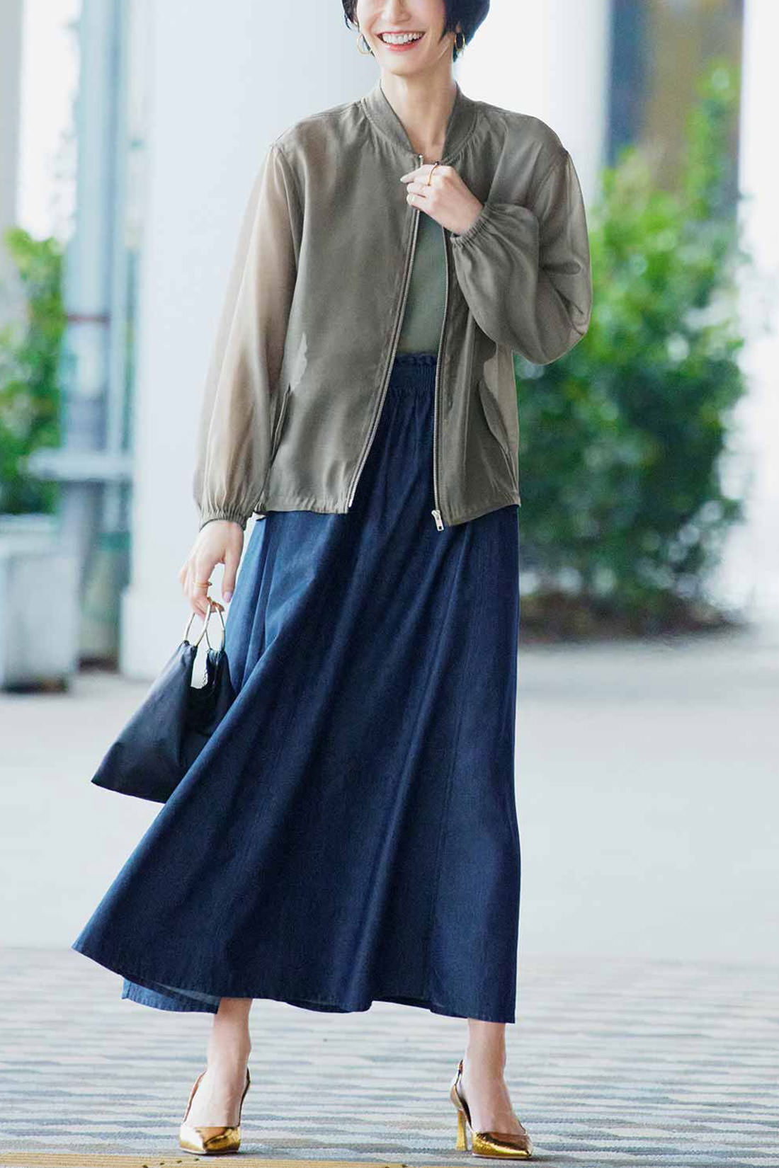 IEDIT|IEDIT[イディット]　シアー素材で涼やかな大人ブルゾン