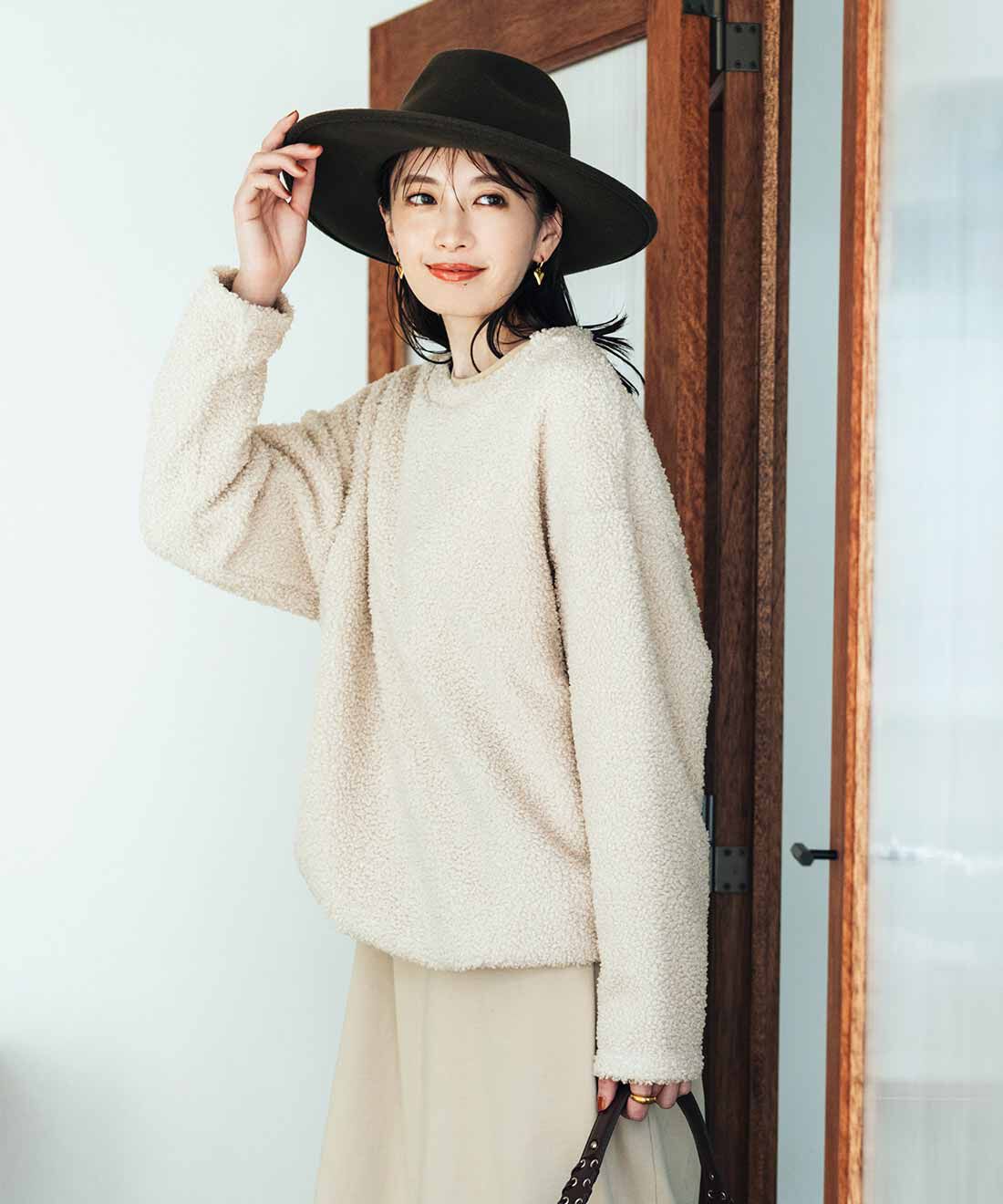 IEDIT|IEDIT[イディット]　きくちあつこさんコラボ シープ風ボアトップス【コーデ買いキャンペーン】