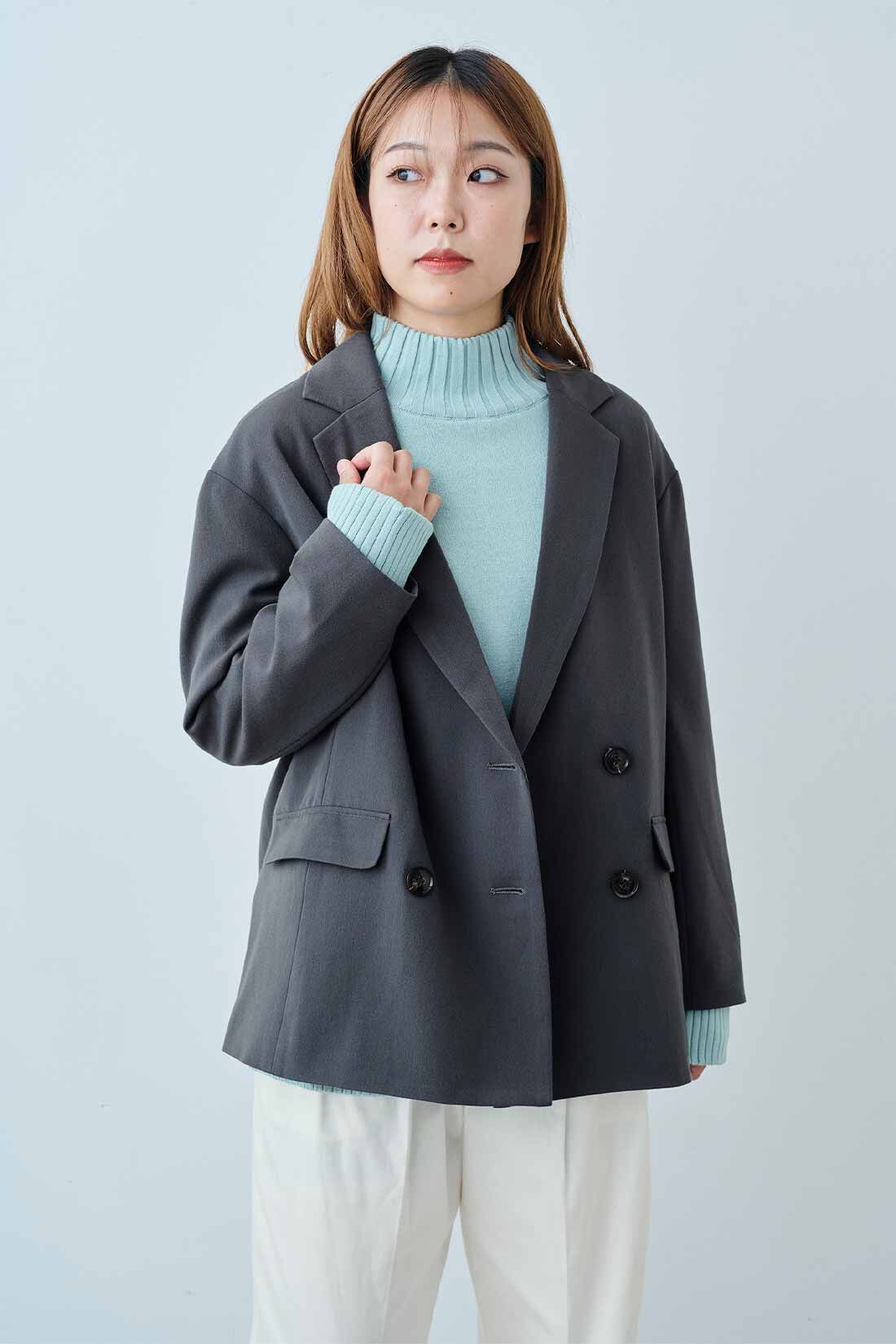 IEDIT|IEDIT[イディット]　小森美穂子さんコラボ ゆるシルエットのこなれ見えジャケット〈チャコールグレー〉