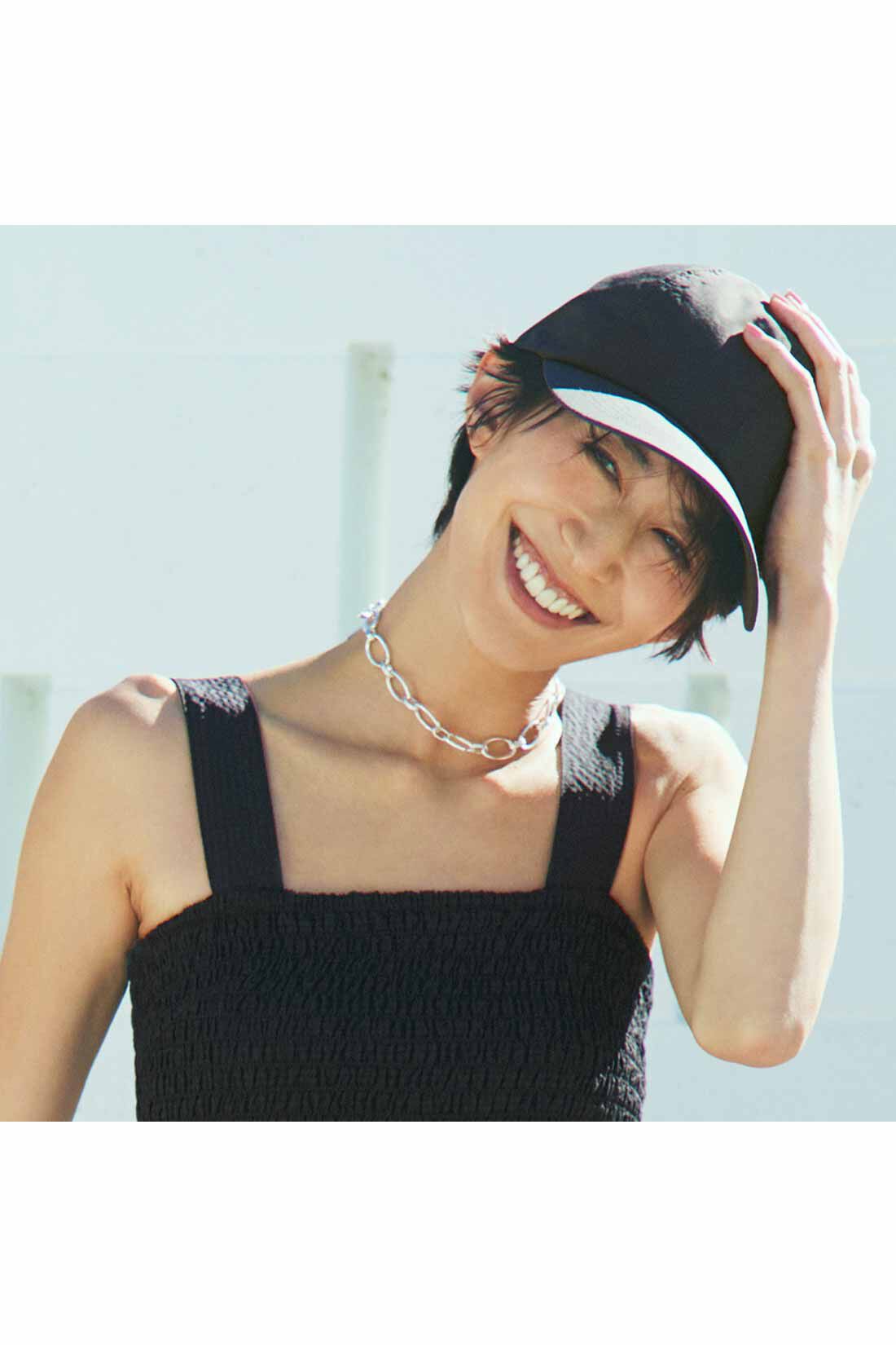 IEDIT|IEDIT[イディット]　福田麻琴さんコラボ 日よけ布付きキャップ〈ブラック〉