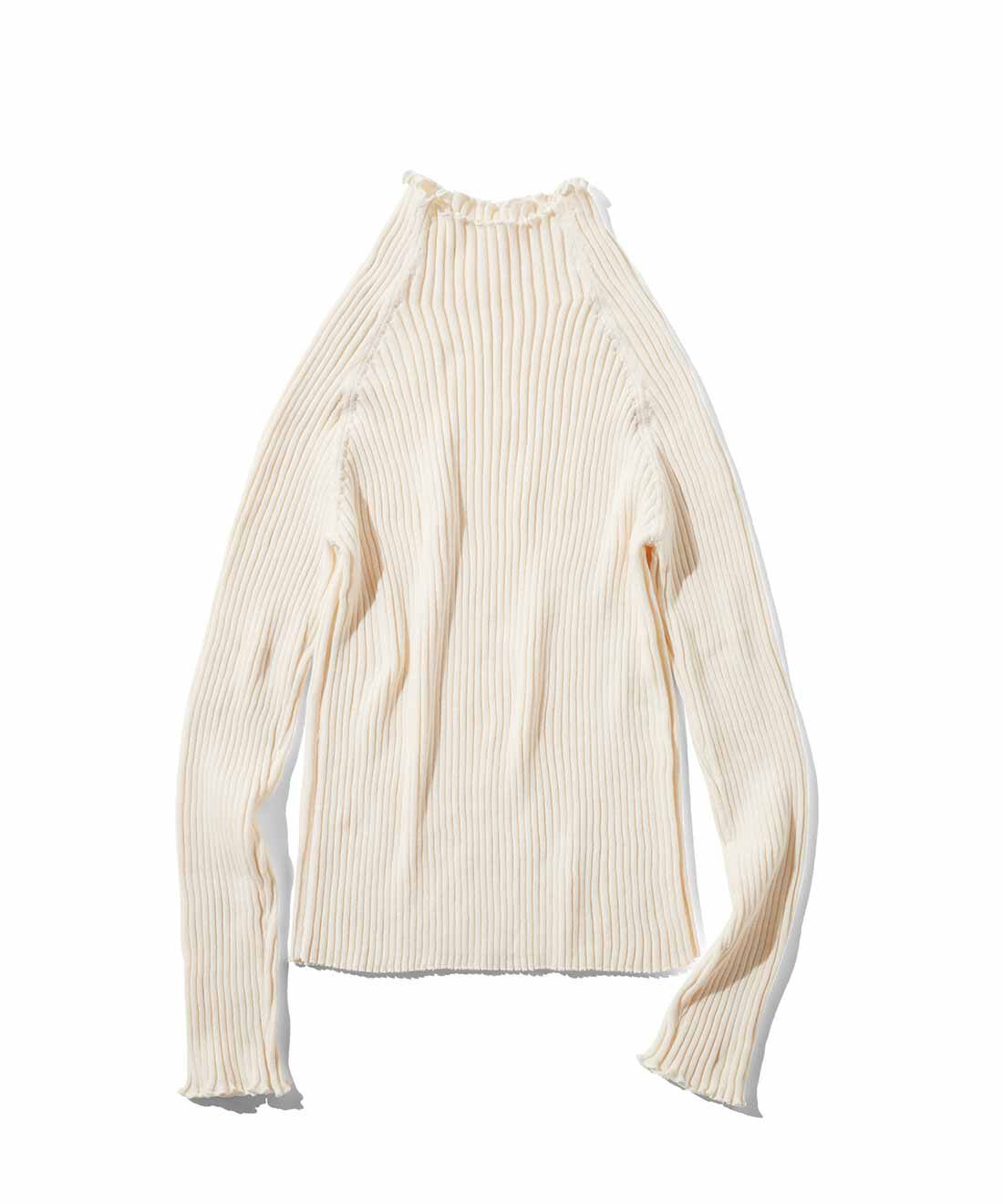 IEDIT|IEDIT[イディット]　着やせワイドリブ ハイネック綿ニットの会|アイボリー