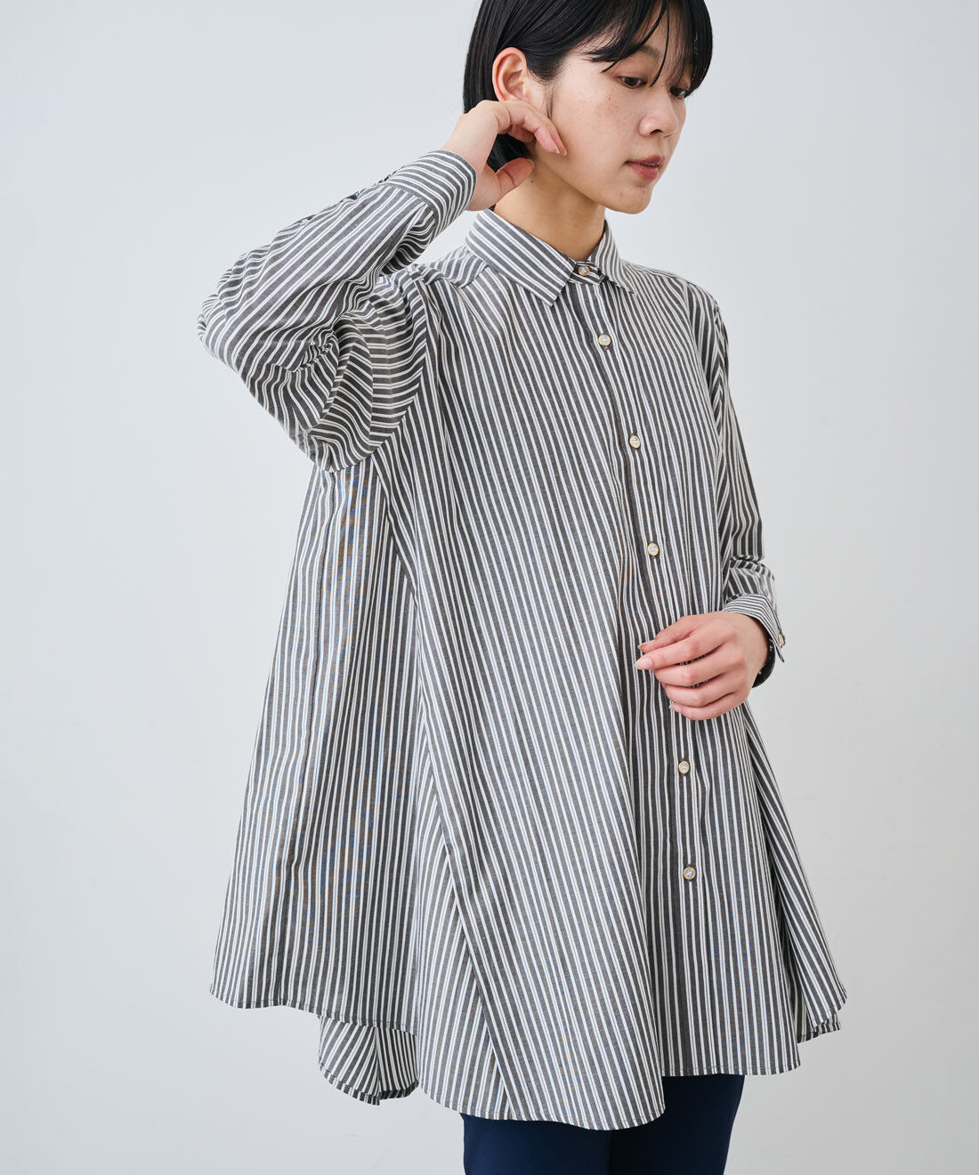 IEDIT|IEDIT[イディット]　テントラインで体形カバー 長め丈ブラウス