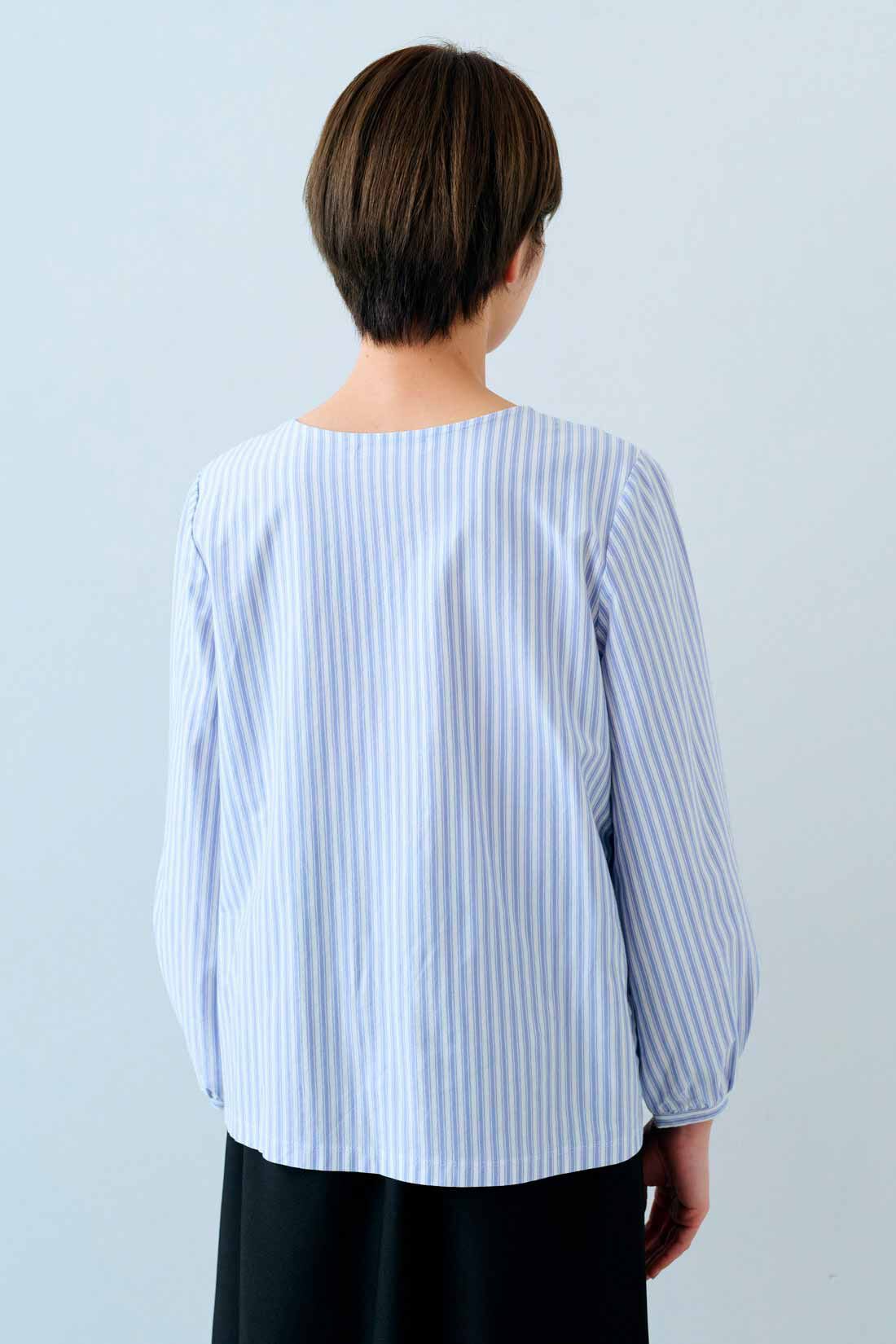 IEDIT|IEDIT[イディット]　Tシャツ感覚で着られるカットソーストライプブラウス