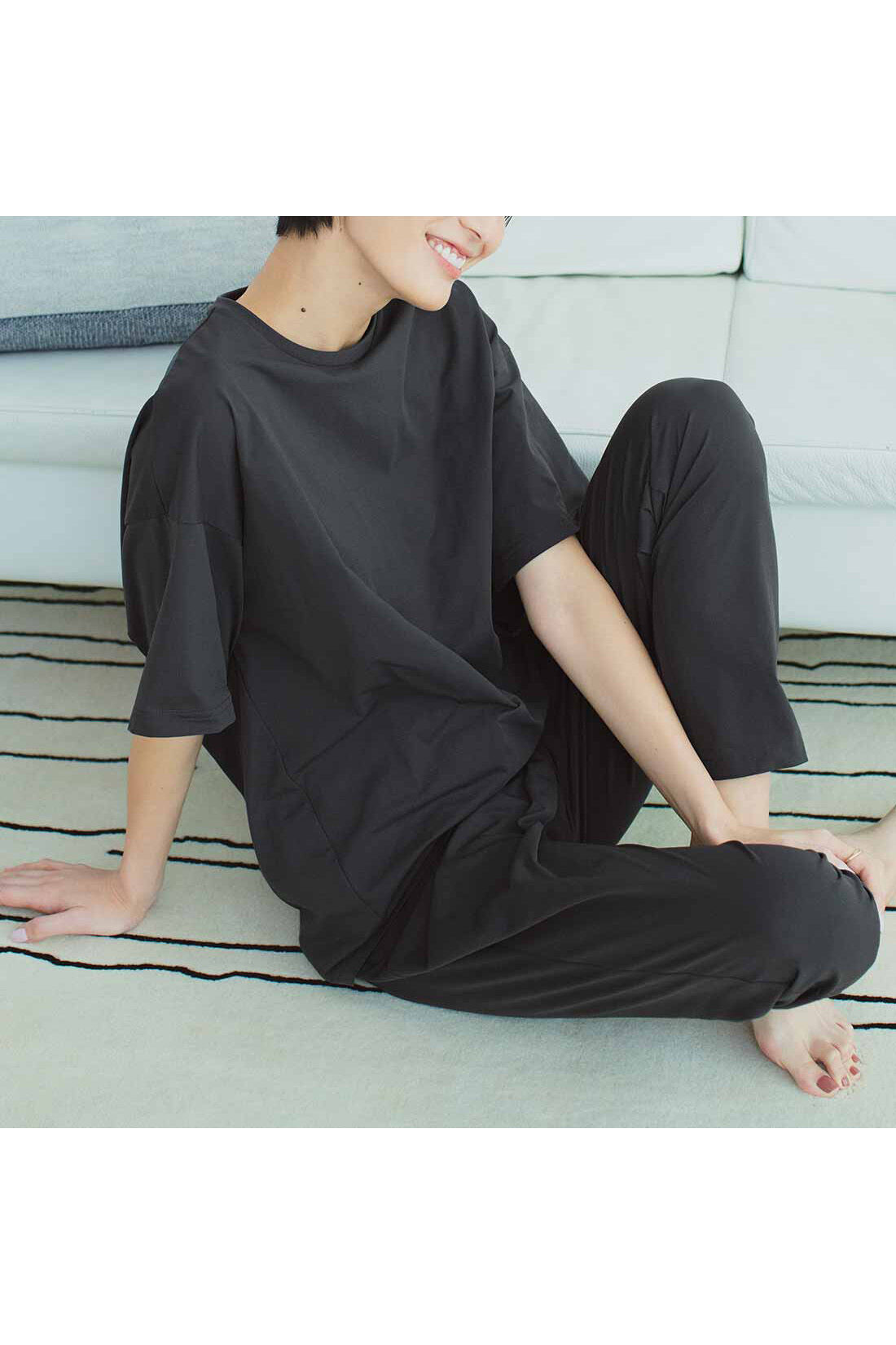 IEDIT|IEDIT[イディット]　24hずっと着ていたい 吸汗速乾・UVカット SO！MESHトップス〈チャコールグレー〉