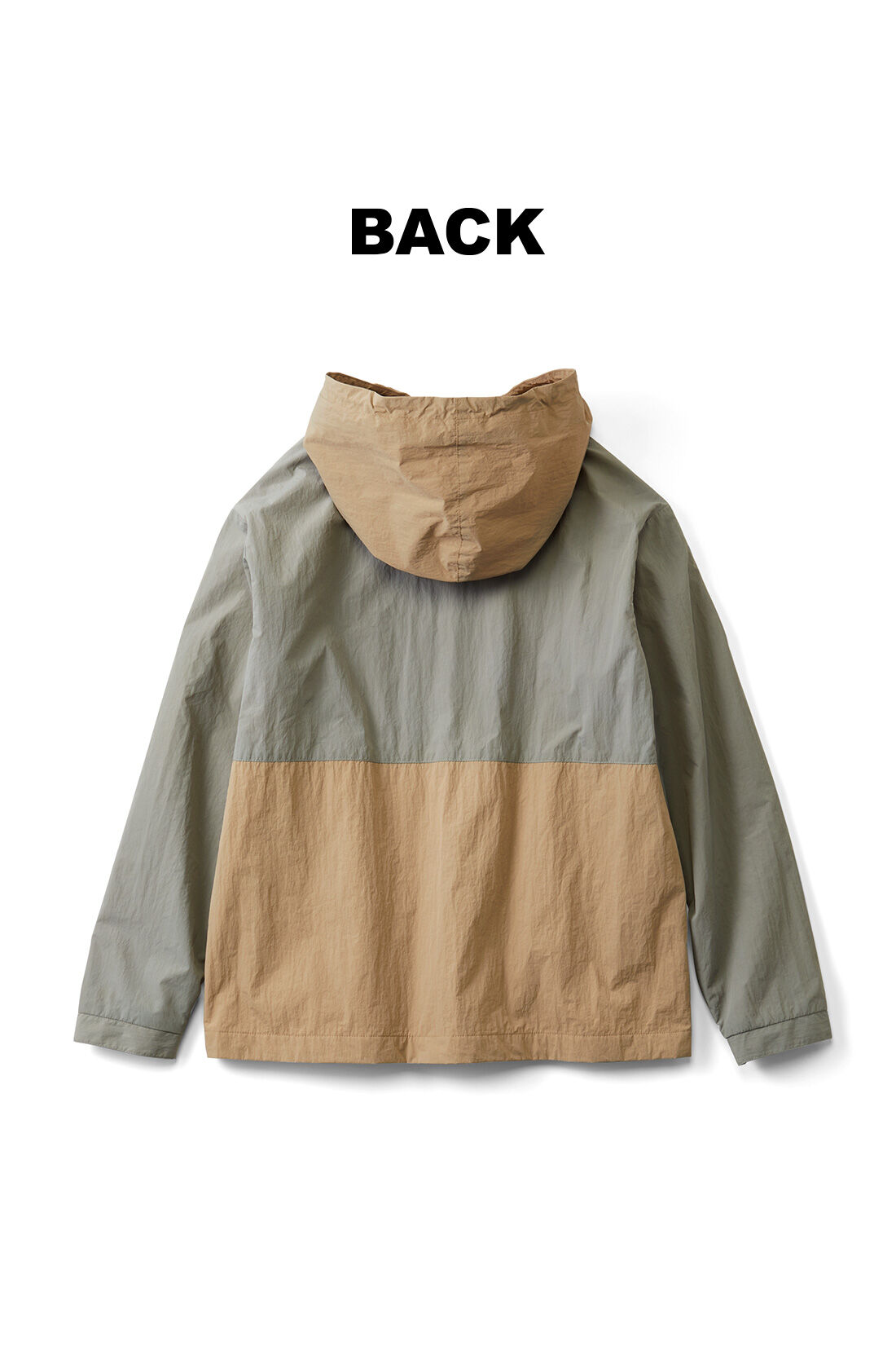 IEDIT|IEDIT[イディット]　WOODSコラボ 微起毛裏地付きのバイカラーアノラック風ジャケット〈ライトカーキ×ベージュ〉
