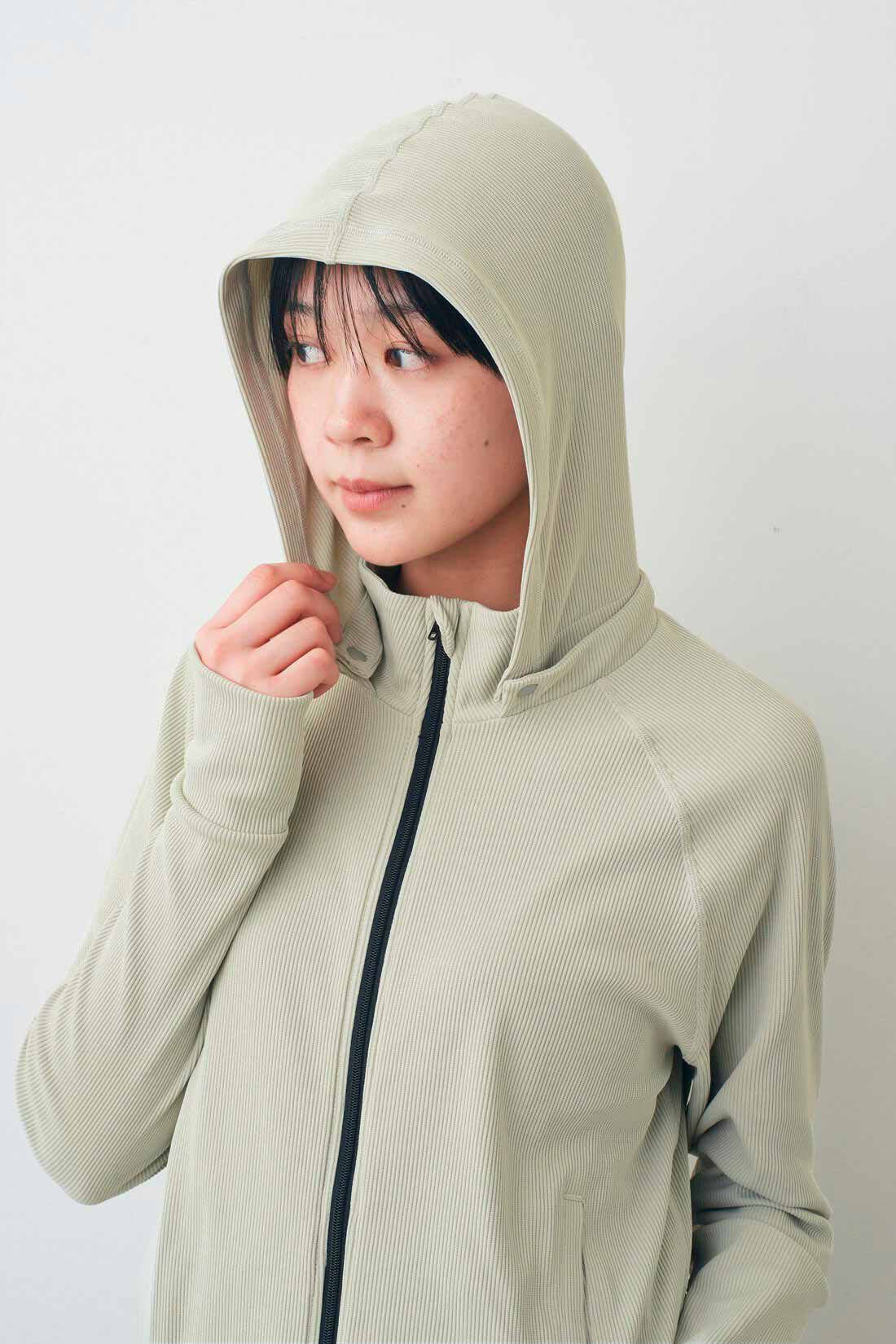 IEDIT|IEDIT[イディット]　福田麻琴さんコラボ リブ素材のラッシュパーカー〈アイボリー〉