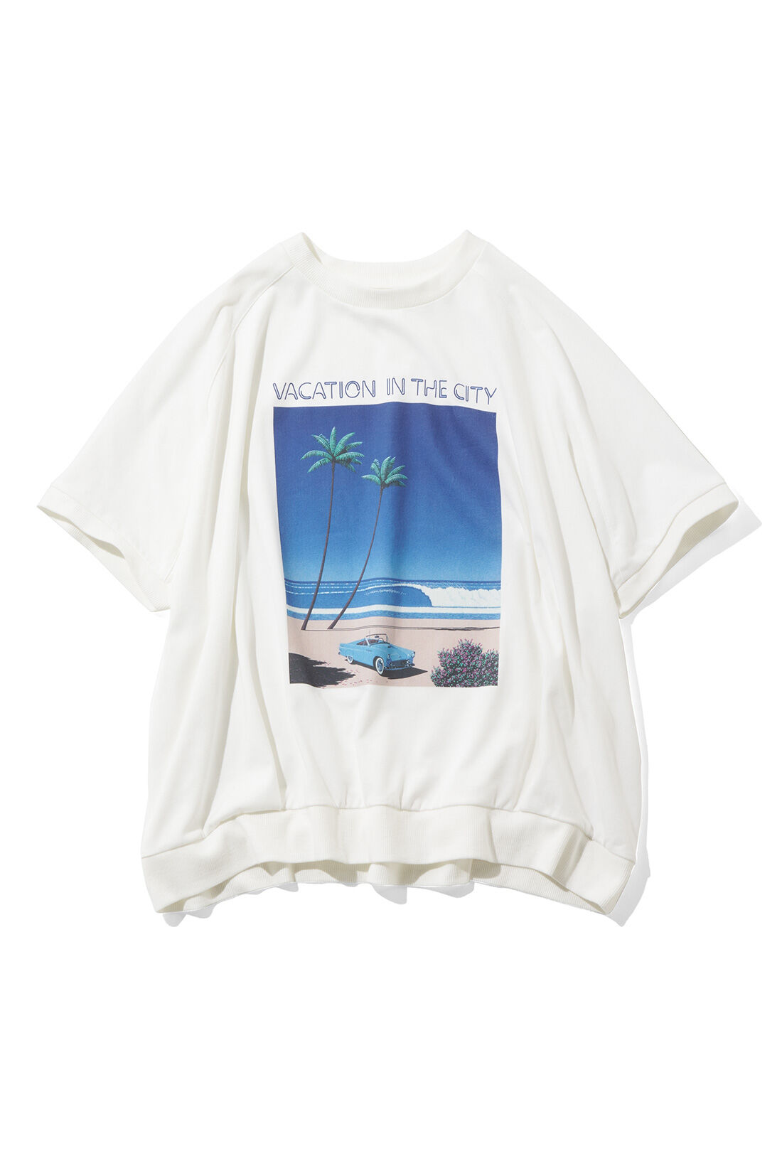 IEDIT|IEDIT[イディット]　永井博さんコラボ VACATION IN THE CITY コクーンTシャツ〈ホワイト〉