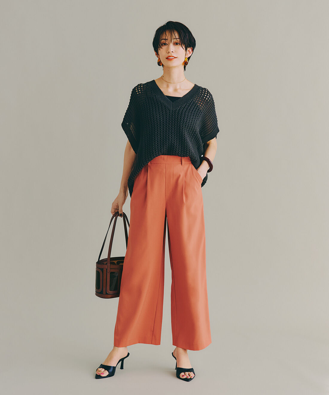 IEDIT|IEDIT[イディット]　接触冷感・吸汗速乾・UVカット スーさらエアノビ涼やか セミワイドパンツ【まとめ買いキャンペーン】