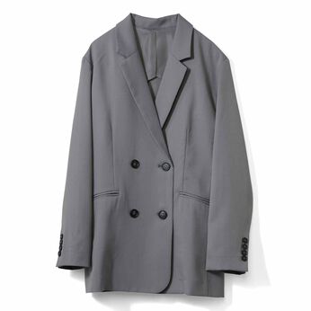IEDIT | 上品 大人 ダブルボタン ジャケット 〈グレー〉