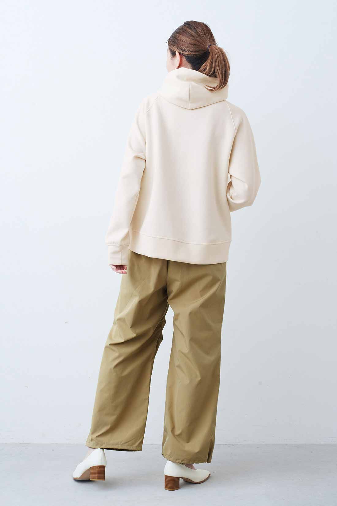 IEDIT|IEDIT[イディット]　小森美穂子さんコラボ 大人パラシュートパンツ〈ベージュ〉|モデル身長：164cm　着用サイズ：M