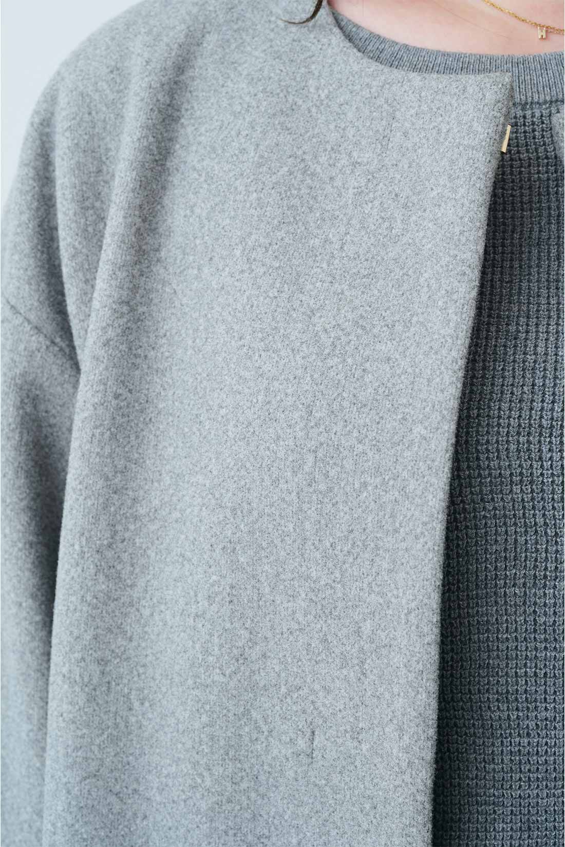 IEDIT［イディット］|IEDIT[イディット]　着心地軽やかなキレイ見え メルトンライクカットソーのノーカラーコート〈グレー〉