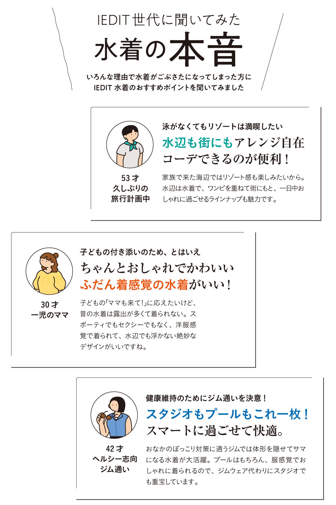 IEDIT|IEDIT[イディット]　福田麻琴さんコラボ リブ素材のスイムウェア3点セット〈ブラック〉
