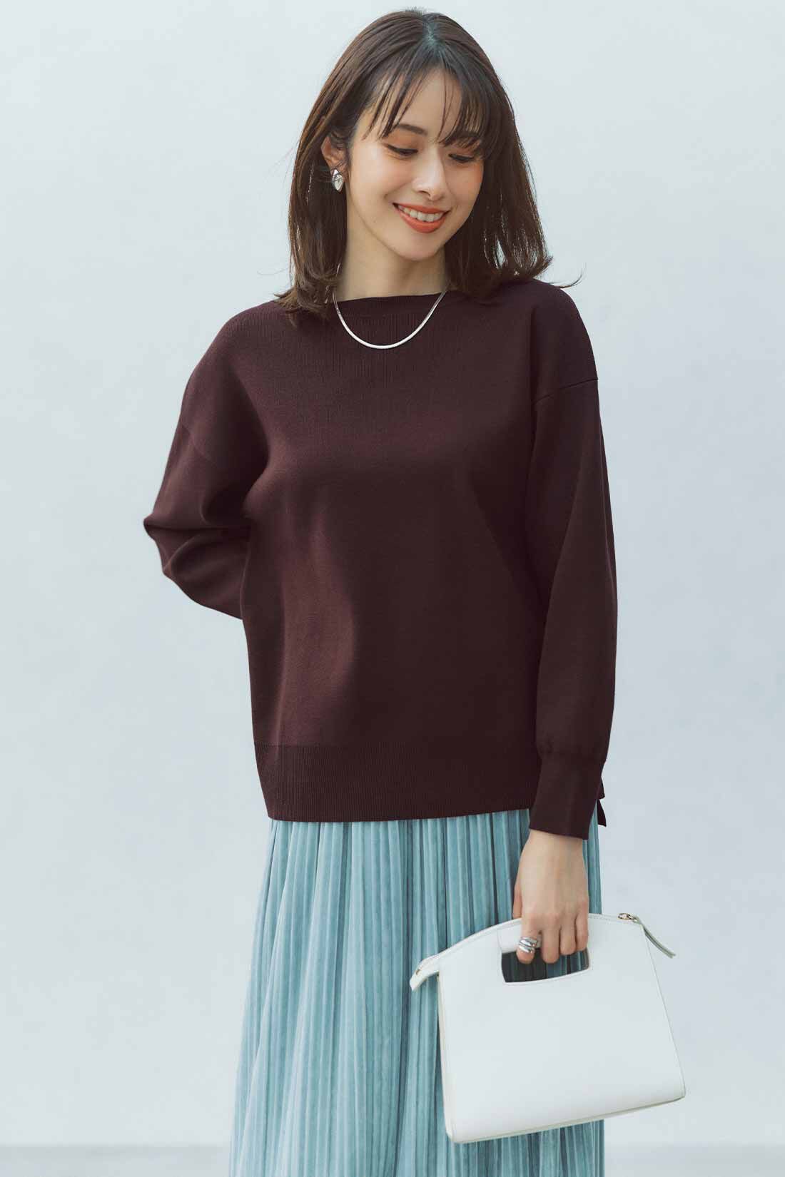 IEDIT|IEDIT[イディット]　花粉リリース＆UVカットがうれしい シルエットがきれいな上品シンプルニット