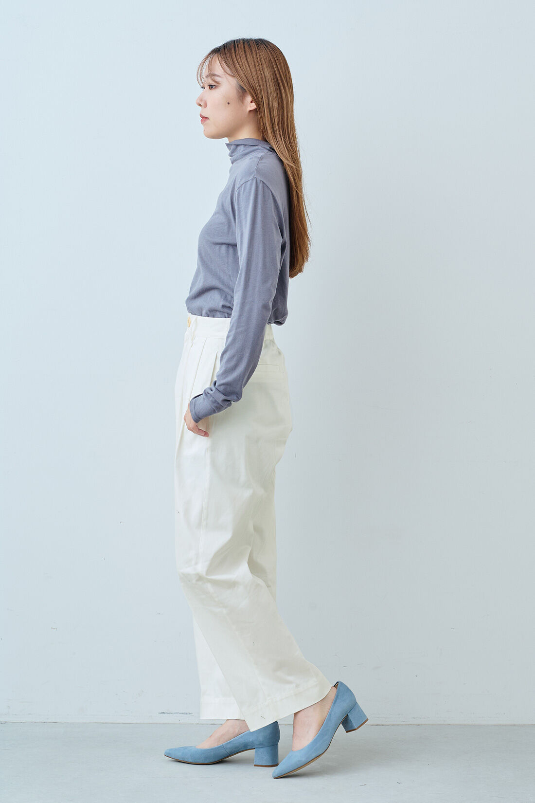 IEDIT|IEDIT[イディット]　小森美穂子さんコラボ きれいめチノパン〈オフホワイト〉|モデル身長：165cm　着用サイズ：M