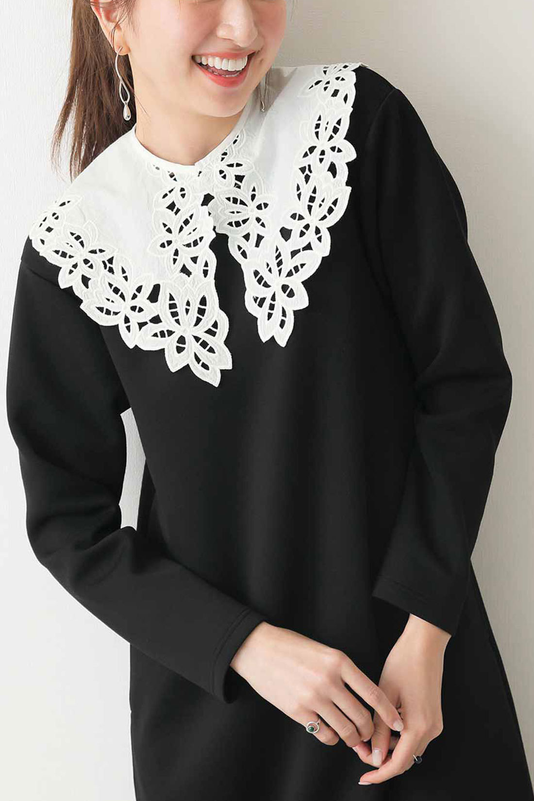 IEDIT|IEDIT[イディット]　いつものトップスが華やぐ レースつけ衿〈elegant（エレガント）〉|これは参考画像です。お届けするタイプとは異なります。