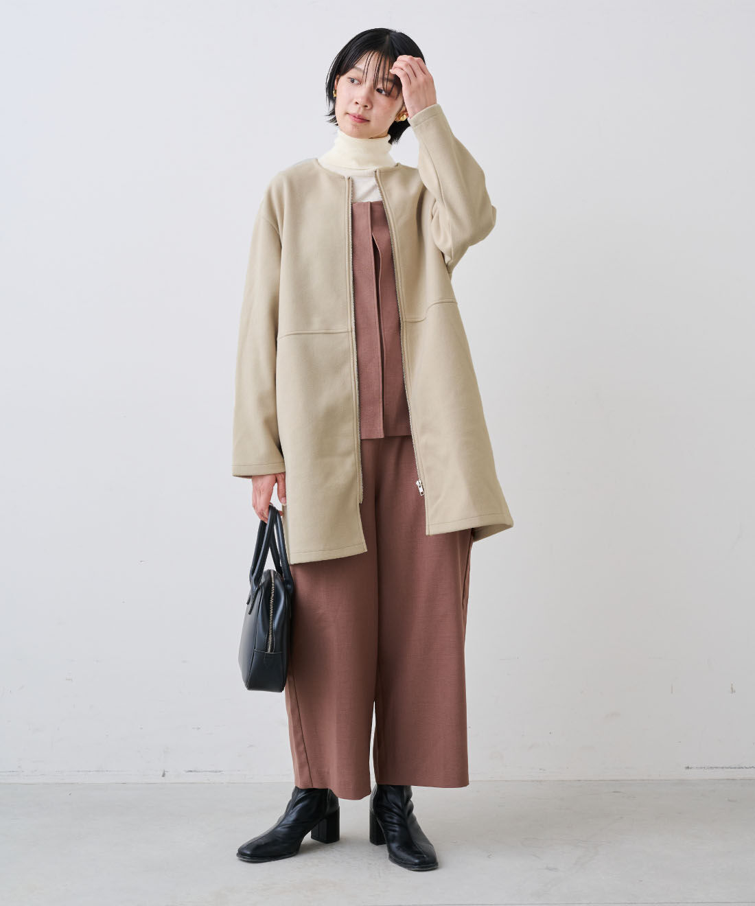 IEDIT|大人 レイヤードライク オールインワン 〈ココアブラウン〉のコーディネート