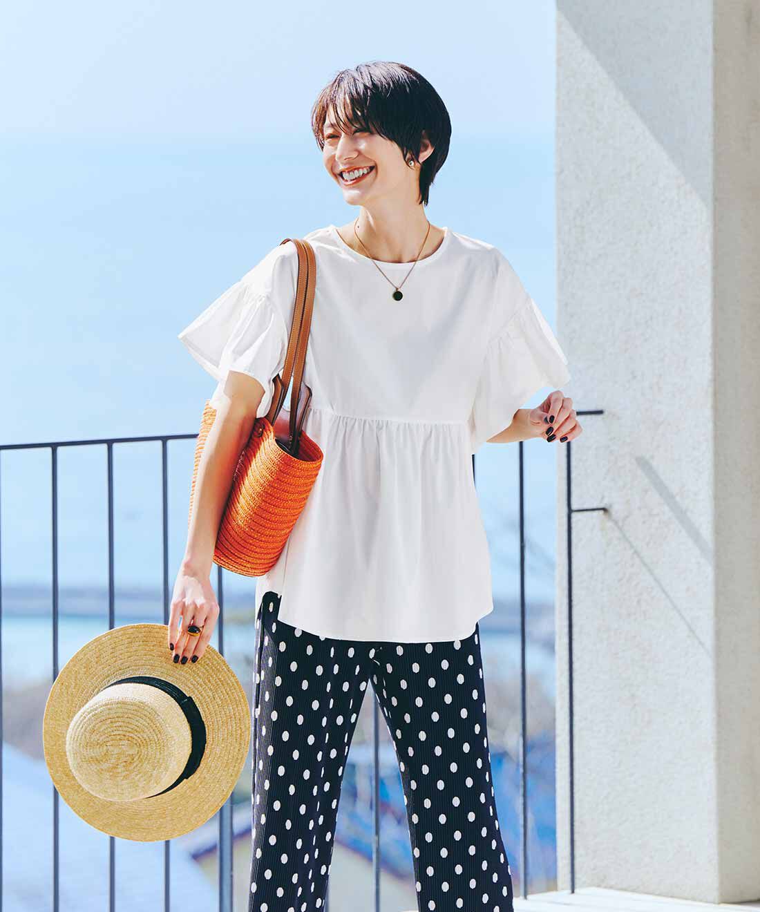 IEDIT|テーパード プリーツ ドットパンツ 〈ブラック〉のコーディネート