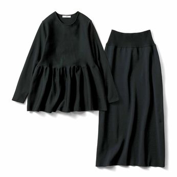 IEDIT | 福田麻琴さんコラボ 華やか ニットセットアップ〈ブラック〉