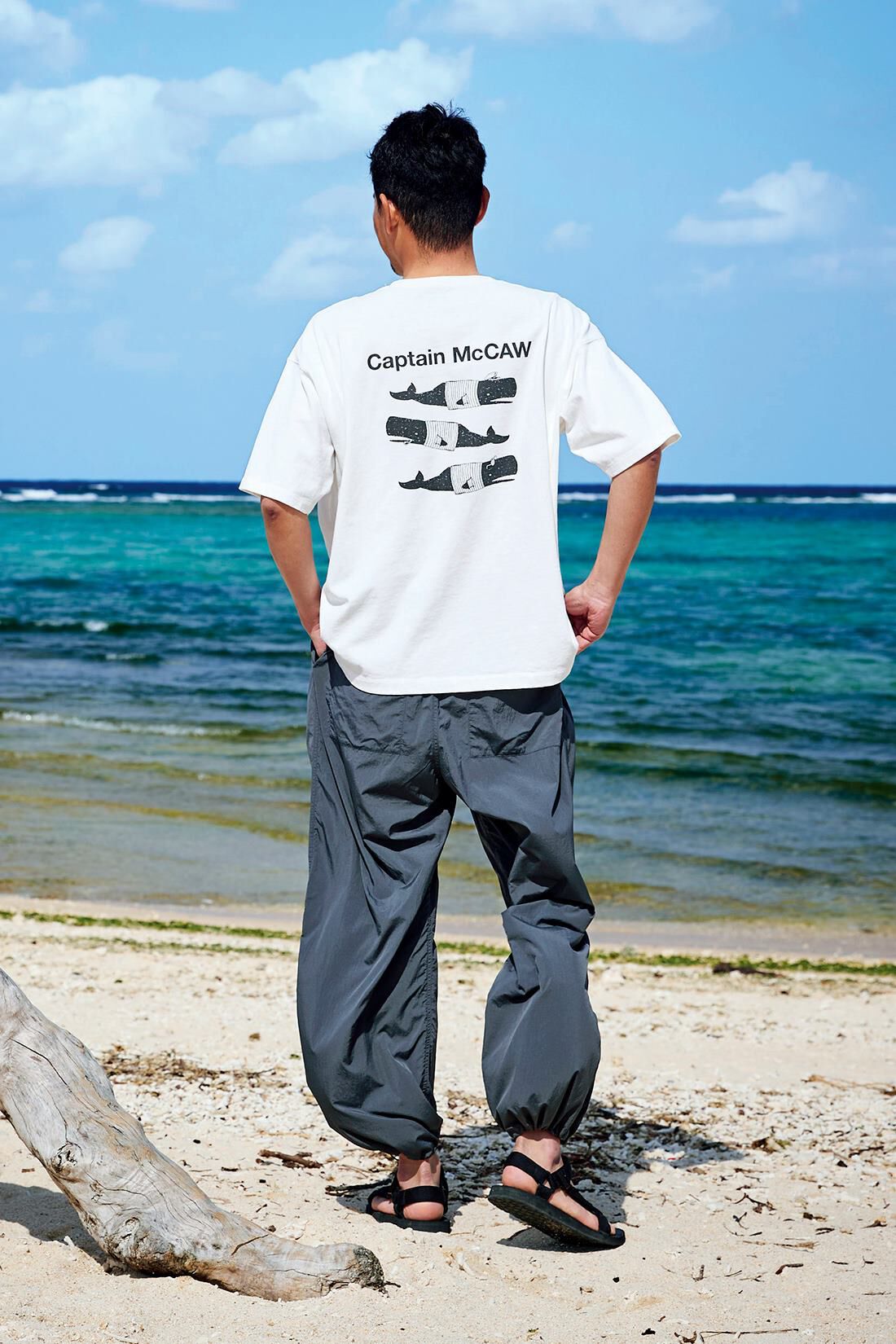 Sunny clouds［サニークラウズ］|サニークラウズ　くじらの船長Tシャツ〈メンズ〉|身長184cm/トップスLサイズ/ボトムスLサイズ