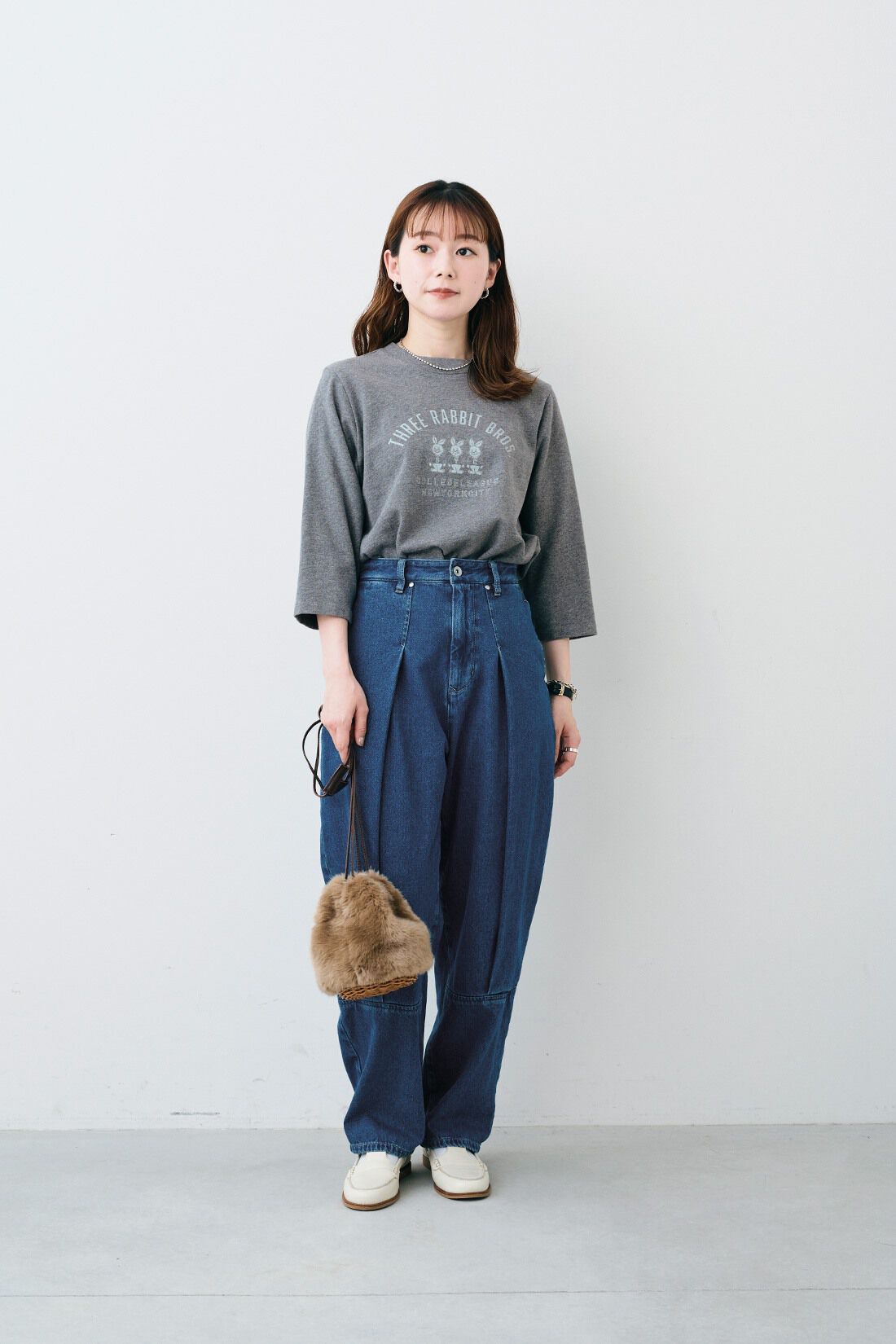 Sunny clouds|サニークラウズ　愉快な動物たちTシャツ〈レディース〉グレー