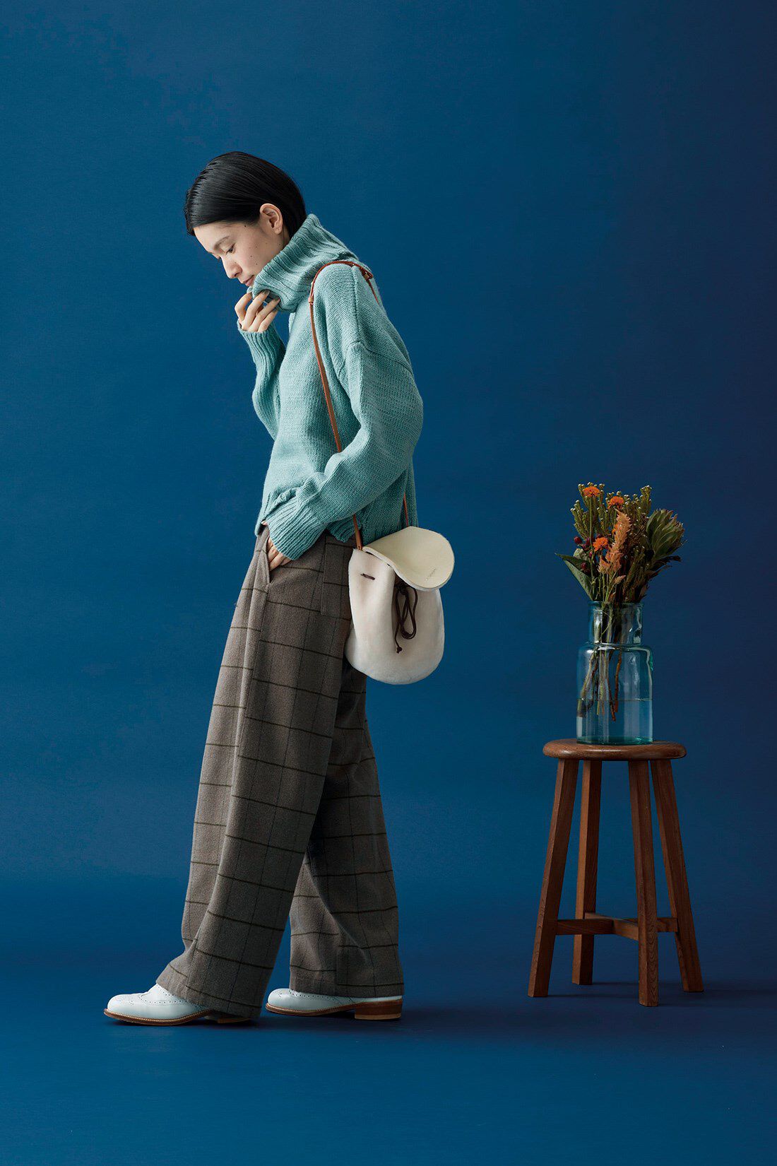 Sunny clouds|サニークラウズ ブランケットで作ったチェックパンツ〈レディース〉|モデル身長162cm/着用サイズM