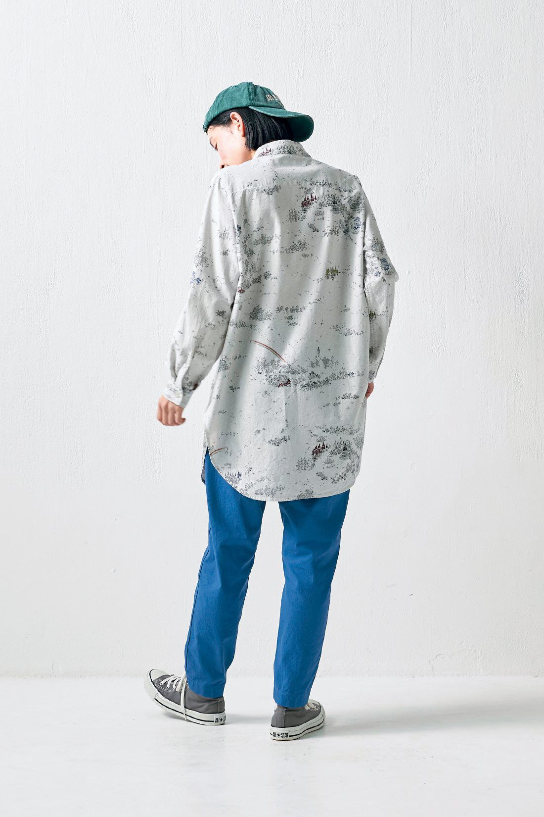 Sunny clouds|サニークラウズ ほどゆるチノンス〈レディース〉青|身長162cm/トップスMサイズ/ボトムスMサイズ