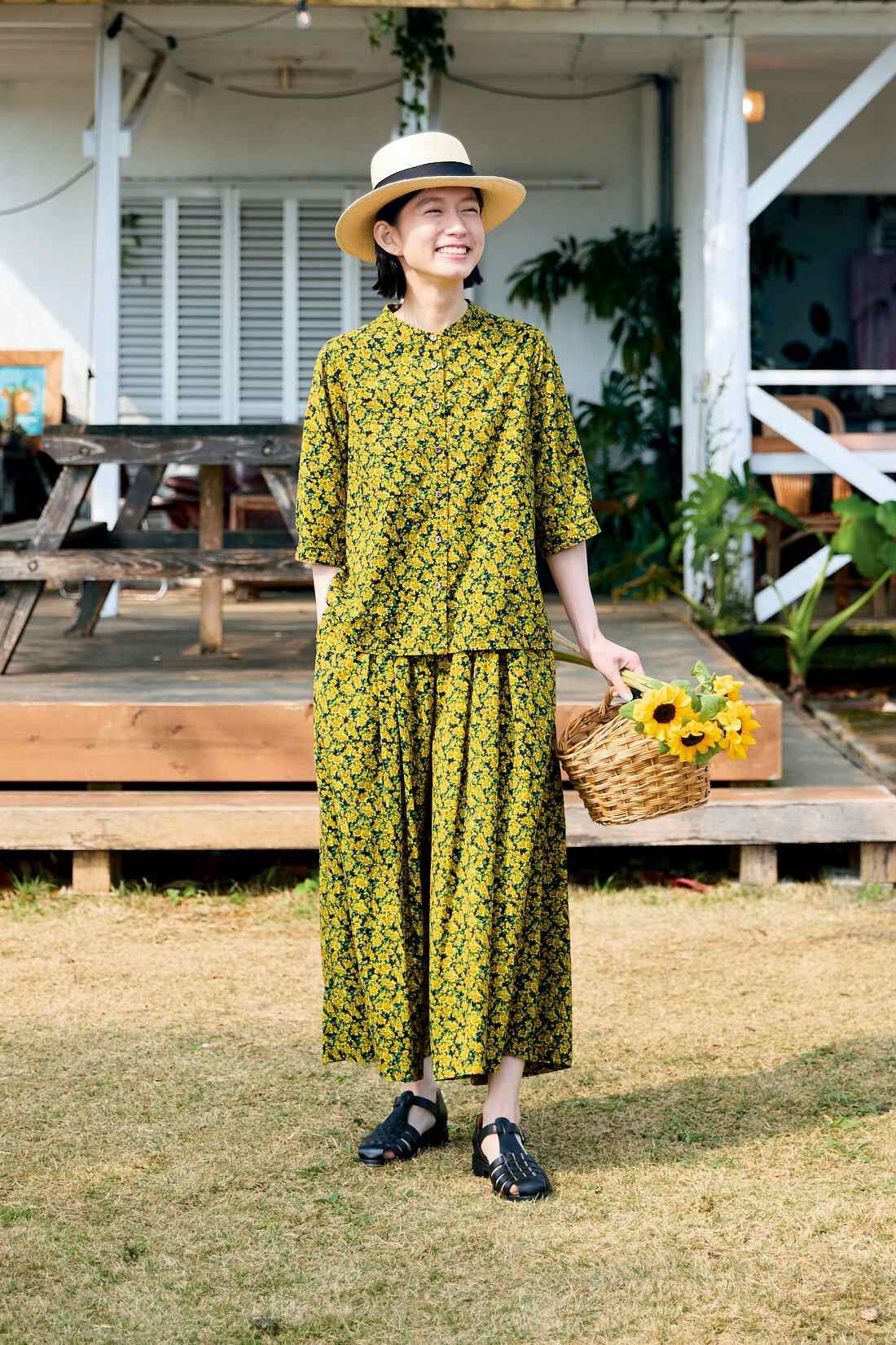 Sunny clouds|サニークラウズ　ひまわり畑キュロパン〈レディース〉|身長162cm/トップスMサイズ/ボトムスMサイズ